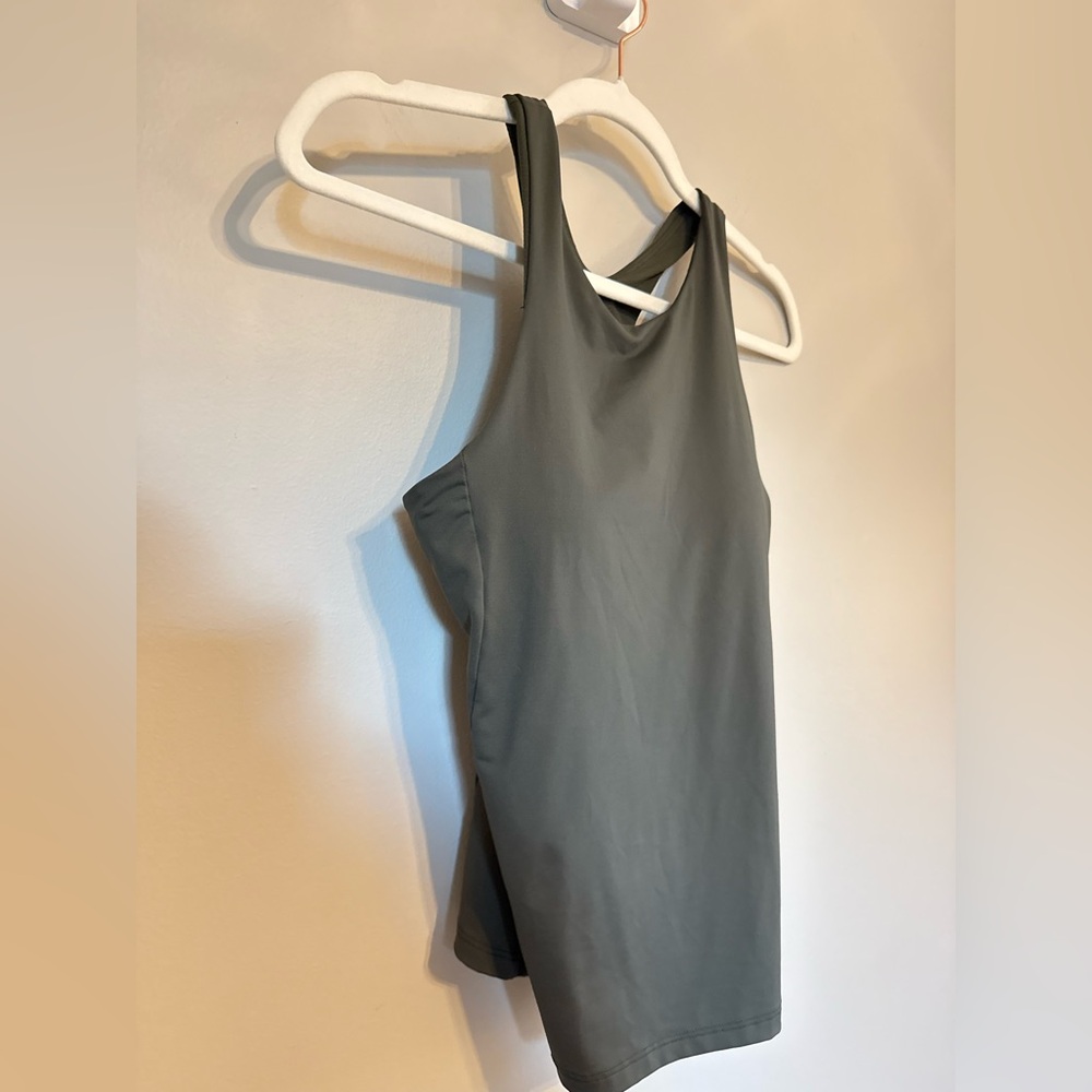 Athleta • Lightning Support Top Sz Small Olive Green Built in Bra Yoga Racerback - Picture 6 of 8